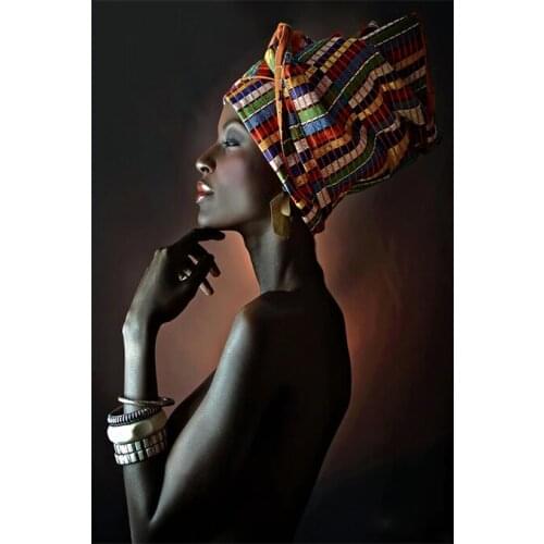 120X180cm African Art Indian Headband Woman Oil Painting on Canvas Cuadros Posters and Prints Wall Art Picture for Living Room