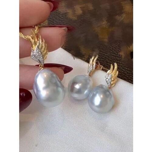 S925 Sterling Silver Pendant Earrings Set Mounts Findings Mountings Jewelry Set Parts Fittings Womens Accessories for Pearls