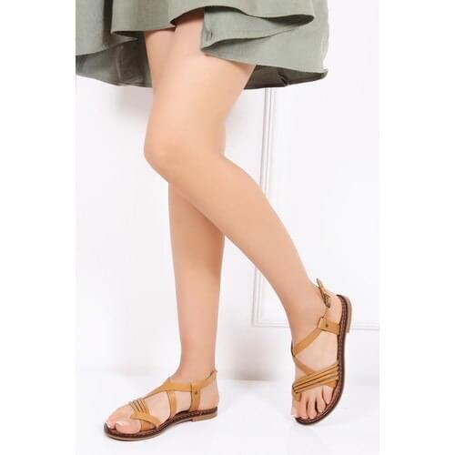 Cinnamon Genuine Leather Daily Tan Women 'S Sandals Shoes Trc128-0804