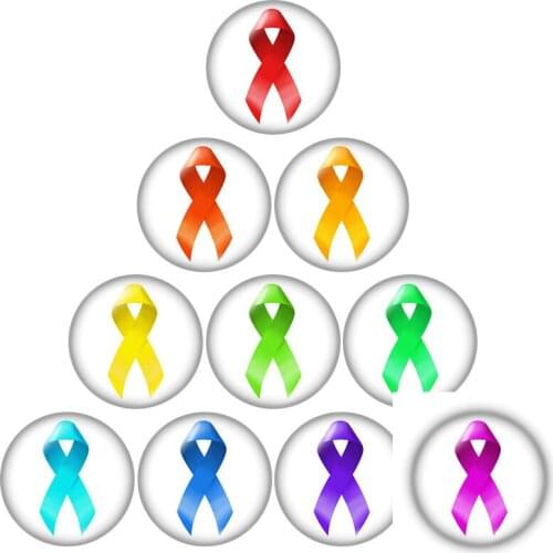 Beauty Colorful Ribbons Love 10pcs mixed 12mm/16mm/18mm/25mm Round photo glass cabochon demo flat back Making findings ZB1039