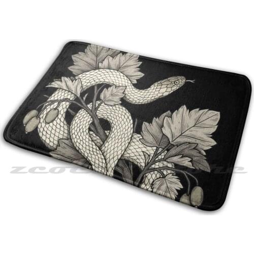 Curious Snake On A Branch Mat Rug Non-Slip Water Absorb Door Carpet Snake Ball Python Python Corn Snake Reptile Forest Gothic