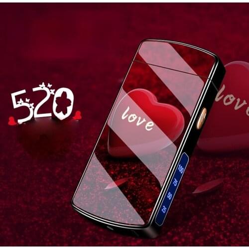 Smooth Surface Metal Windproof USB Charging Dual Arc Lighter Valentines Day Gift Gadgets for Men Technology Smoking Accessories