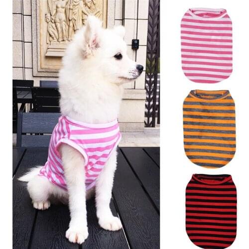 Fashion Comfortable Puppy Clothes Pet Dog Puppy Vest T-shirt Dog Costume Striped Vest Apparel Spring Jacket Outdoor Pet Supplies