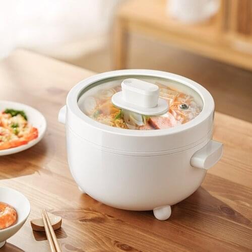 2L Electric Multi Cooker 350W Non-Stick Ceramic Glaze Inner Liner Cooking Hot Pot Rice Instant Noodles for Home