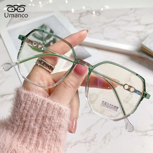 Umanco Myopia Glasses Anti Blue Light For Women Men Round Eyewear Gradient Transparent Computer Glasses Frame Block Eyeglasses