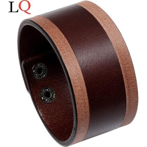 Punk Bracelets Strap Genuine Leather Vintage Bangles Men Cuff Bracelet Pulsera Hombre Fashion Jewelry Accessories Gift For Man