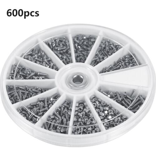 600pcs Small Screws Nuts Set 12 Kinds of Small Bolts And Nuts Set M1 M1.2 M1.4 M1.6 for Watches Glassess