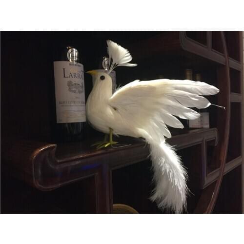 Real life toy bird about 28x20cm white feathers spreading wings bird Phoenix bird model garden Decoration props gift h1218