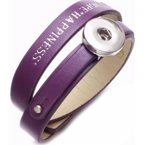 New Arrivals Purple PU Leather DIY Lucky Armband Snap Bracelet 18mm Snap Button Jewelry For Snap Jewelry SZ0479f