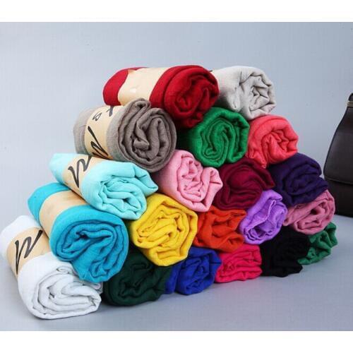 Girl women solid plain cotton linen feeling polyster Scarf Scarves Stole Neckerchief 180*90cm 11pcs/lot #3982