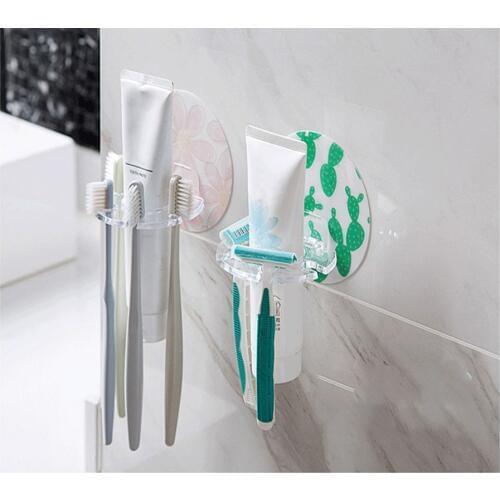 Plastic Toothbrush Holder Toothpaste Rack Shaver Dispenser Bathroom Organizer Tools
