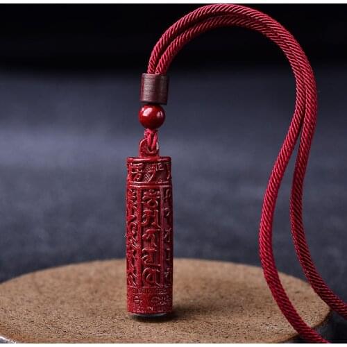 Natural Purple Cinnabar Buddhist Mantra Pendant Necklaces Manual Rope Women Men Fashion Jewelry Gift Dropship