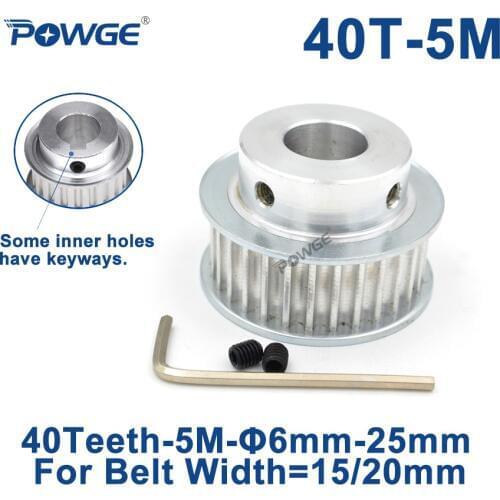 POWGE 40 Teeth HTD 5M Synchronous Pulley keyway Bore 8/10/12/14/15/16/17/18/19/20/22/25mm for Width 15/20mm 5M Timing Belt 40T