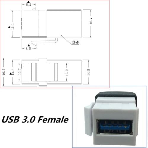 USB3.0 female head with buckle panel female port line USB wall plug USB direct plug panel line USB3.0 with line socket