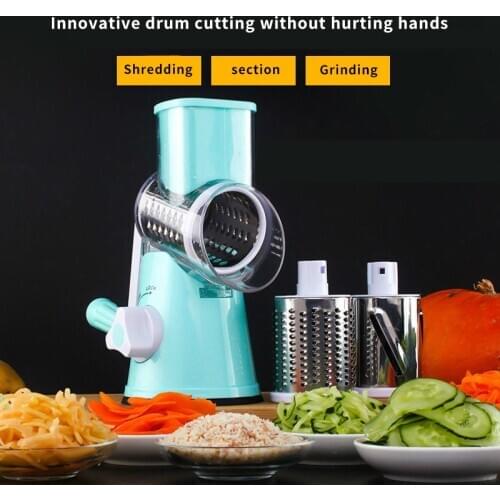 Manual Vegetable Cutter Mandolin Slicer Tabletop Drum Grater Rotary Carrots Cabbage Garlic Shredder Kitchen Gadgets Set
