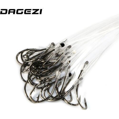 DAGEZI 25pcs Fishing Hook with fishing line High carbon steel 8-16# Barbed Hooks Pesca Tackle Accessories