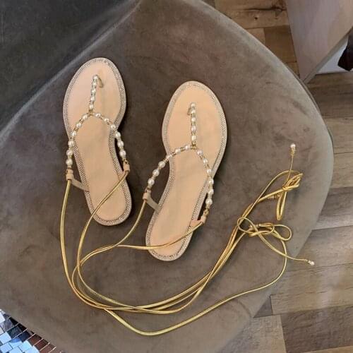 Women Shoes Summer Female Casual Flip Flop Sandals Chaussure Ete Femme Ladies Peep Toe Sandalias Flat Pearl Fashion Sandales