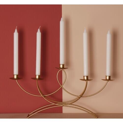 Nordic Modern Candle Holders Metal Wedding Golden Romantic Dinner Dining Table Candlestick Decoracion Hogar Home Decor MM50ZT