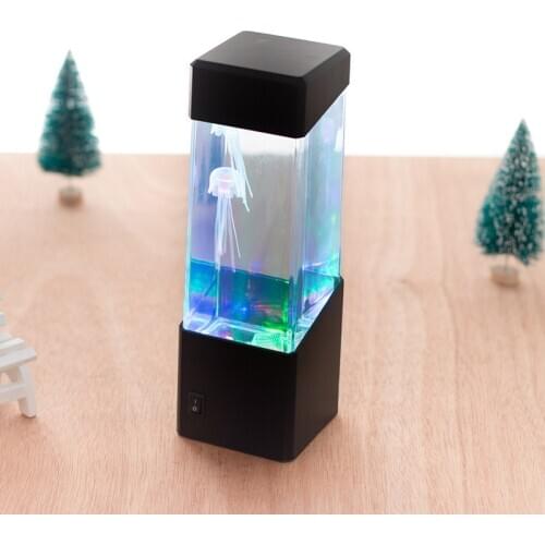 LED Colorful Jellyfish Lamp Creative Acrylic Aquarium Bedroom Bedside Volcano Fish Jelly 3dusb Power Supply Night Light