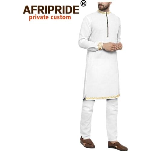 African Traditional Clothing for Men Dashiki Coats and Ankara Pants 2 Piece Set Long Jacket Autunm Outwear African Suit A2016048