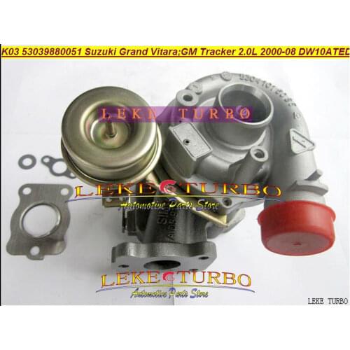 Free Ship Turbocharger K03 53039700051 53039880051 ZY34027010 Turbo For GM Tracker For Suzuki Grand Vitara 2.0L Engine DW10ATED