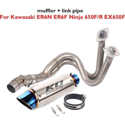 Motorcycle Exhaust System Full Escape Muffler Silencer Header Front Connect Link Pipe for Kawasaki ER6N ER6F Ninja 650R/F EX650F