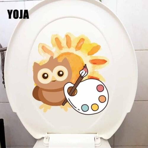 YOJA 21X22.5CM Coloured Toilet Decal Living Room Home Decor Owls With The Sun Wall Sticker T5-0554