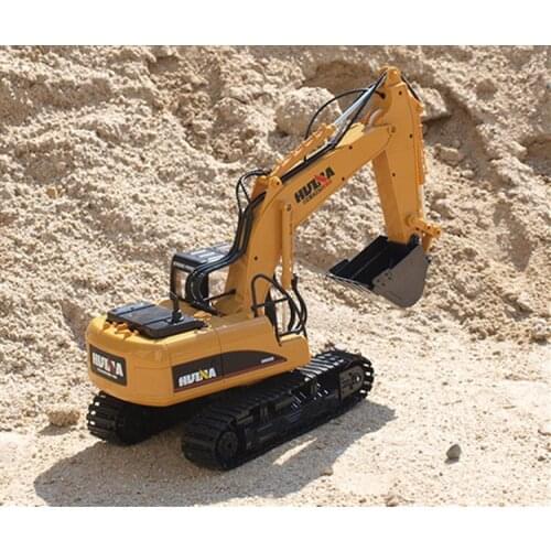 [Funny] Multifunction 15 channel 2.4G RC Excavator Charging RC Car electronic Remote control Alloy Excavator truck For kids gift
