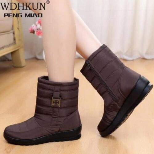 Womens Boots Thick Plush Warm Winter Waterproof Mother Shoes Ladies Ankle Boot Snow Boots Women Waterproof Woman Shoes