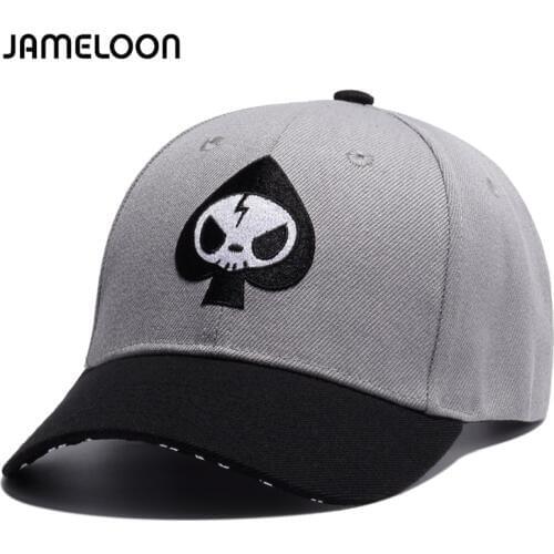 [JAMELOON] fashion Acrylic Grey Black baseball cap Skull embroidery priniting brim casquette snapback Hat for men women Travel