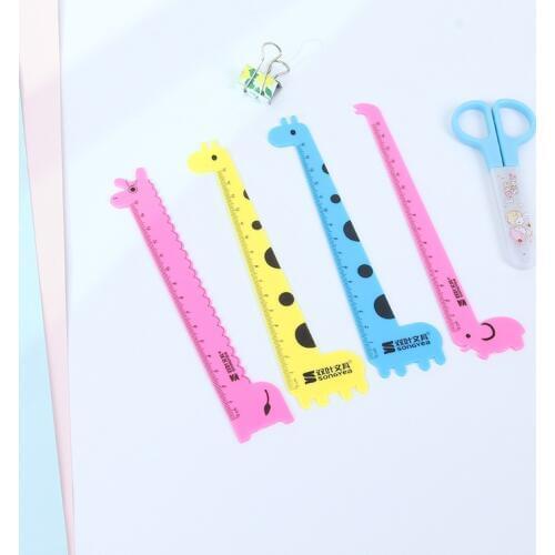 1pcs Korean version of the giraffe series ruler pvc cartoon 15cm plastic ruler primary school stationery wholesale