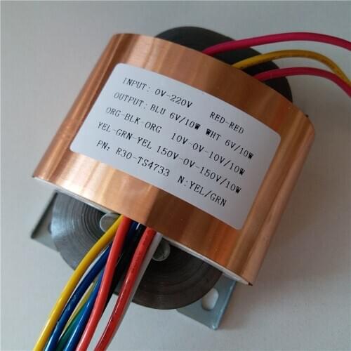 150V-0-150V 0.03A 10V-0-10V 0.5A 2*6V 1.67A R Core Transformer 40VA R30 custom transformer 220V copper for Power amplifier