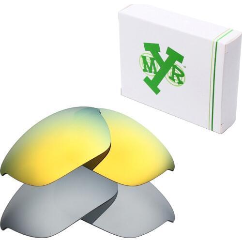2 Pairs Mryok POLARIZED Replacement Lenses for Oakley Half Jacket 2.0 Sunglasses Silver Titanium & 24K Gold