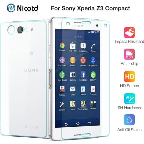 2Pcs/Lot Front+Back Tempered Glass Film For Sony Xperia Z3 Mini Z3 Compact D5803 D5833 9H 2.5D Screen Protector Protective Film