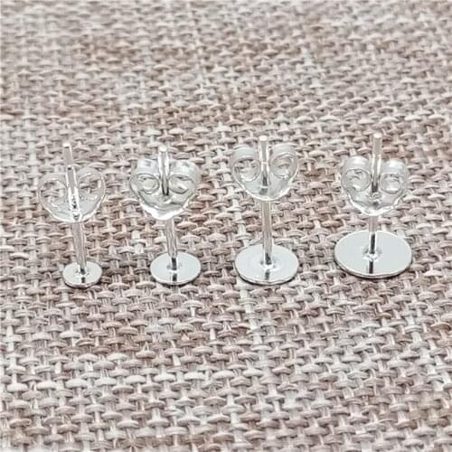 925 Sterling Silver Earring Posts w/ Stopper Flat Back 3mm 4mm 5mm 6mm