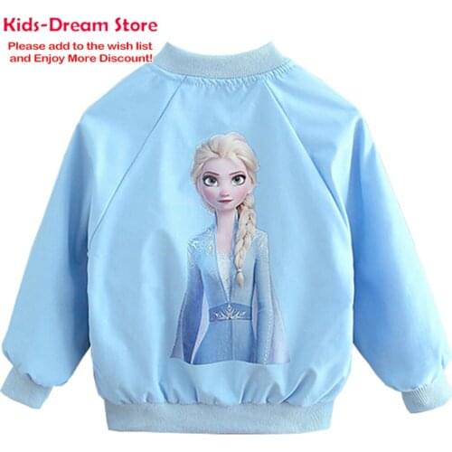 2021 Spring Summer Autumn Girls Fashion Cartoon Elsa Princess Jacket Kids Children Zipper Cardigan Jacket Coat Girl 1-10 Years