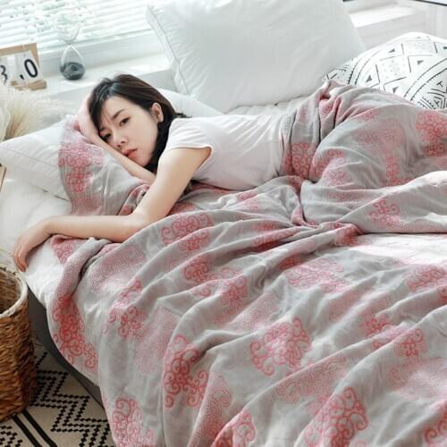 3 Layers Gauze Modern Decorative Throw Blanket for Couch Sofa Bed and Travel Summer Soft Breathable Muslin Cotton Blanket