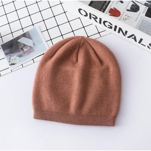 9 colorways new Autumn winter solid color real cashmere beanies for woman cashmere unisex Warm knitted hat wholesales