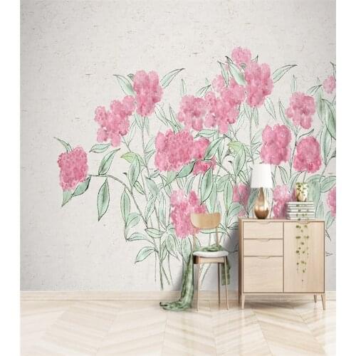 Beibehang Custom Fresh nordic watercolor pink flowers wallpaper bedroom wallpapers fo living room decor 3D mural home decoration