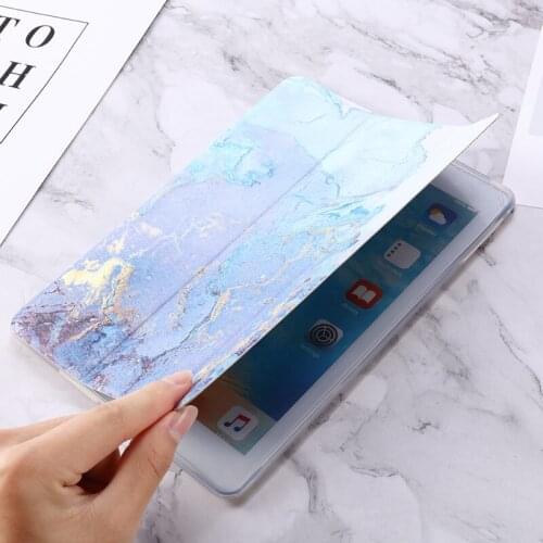 Tablet case for Apple ipad 9.7" 2017 2018 Leather Smart Sleep wake Trifold Stand Solid cove bag for ipad 5th 6th Generation