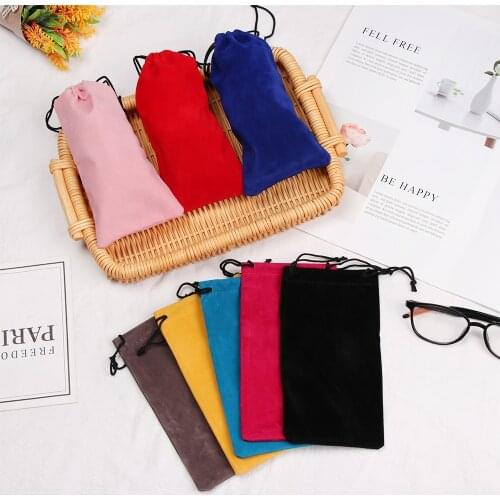 18*9cm Solid Color Soft Drawstring Sunglasses Bags Pouch Myopia Customized Reading Glass Case Eyewear Accessories Eyeglasses Bag