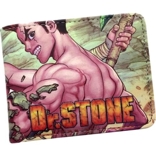 Dr. Stone anime wallet cool card holder coin pocket wallet men PU Leather bifold short Cartoon purse