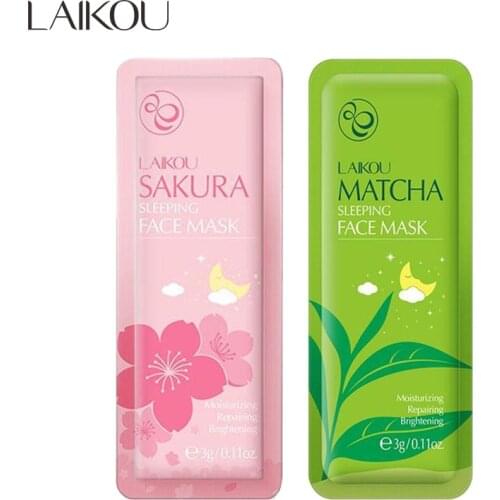 Dropship Sakura Sleeping Mask Green Tea Masks Soothing Anti-Acne Skin Care No Wash Moisturizer Night Cream Korean Facial Mask