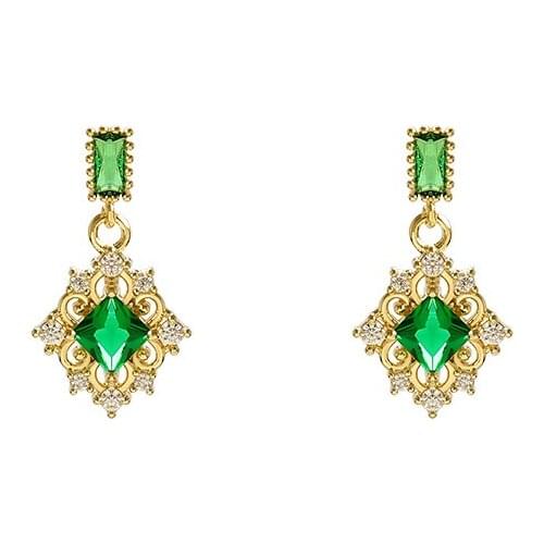 Elegant Green Crystal Drop Earrings for Women Fashion Korean Style Earing Jewelry Lady Girls Trendy Jewellery Bijoux Wholesale