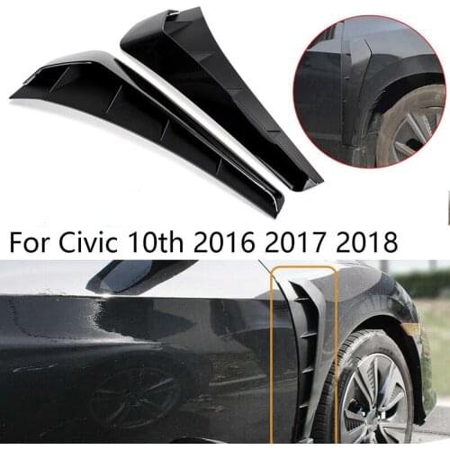 Glossy Black Front Fender Air Vent Cover Trim Stickers for Honda for Civic 10Th 2016 2017 2018