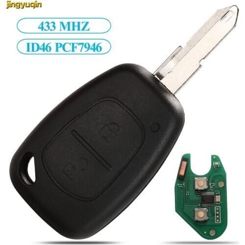 Jingyuqin Remote Car Key Control 433MHZ ID46 PCF7946 Chip For Renault Master Kangoo Clio Twingo VAC102 Blade 2 Button
