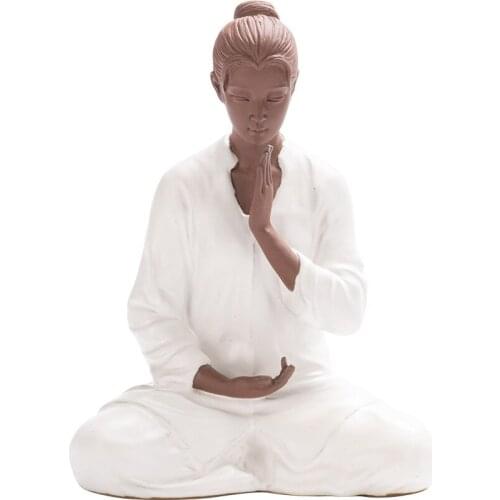 Ceramics Blessing belle statue, Handmade sculpture of modern art Character decoration Home living room bedroom decoration statue