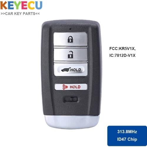KEYECU Smart Remote Control Car Key for Acura RDX MDX 2014 2015 2016 2017 2018 2019, Fob 4 Buttons - 315MHz - 47 Chip - KR5V1X