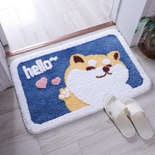 Shiba Inu Water Absorption Bathroom Mats Home Living Room Kitchen Entrance Anti-slip Foot Pad Lovely Cartoon Printing Carpet New