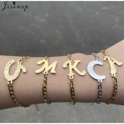Fashion 26 Alphabet Initial Letter Bracelets for Women Adjustable Stainless Steel Chain Charm Bracelet Name Jewelry Birth Gifts